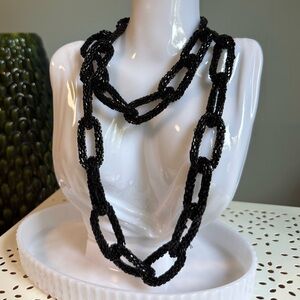 Mid Century Chain Link Seed Bead Necklace